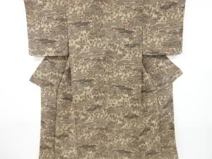 未使用品　縮緬地祭行列模様小紋着物